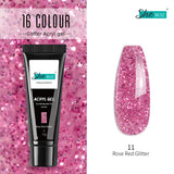 Glittery Builder UV Gel For Quick Extension 11 - Rose Red Glitter