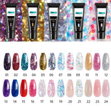 Glittery Poly Builder UV Gel Kit Jelly Crystal Nail Art Quick Extension