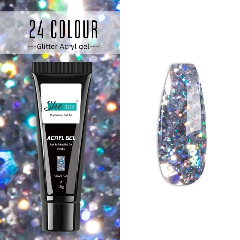 Glittery Builder UV Gel For Quick Extension 06 - Silver Sky