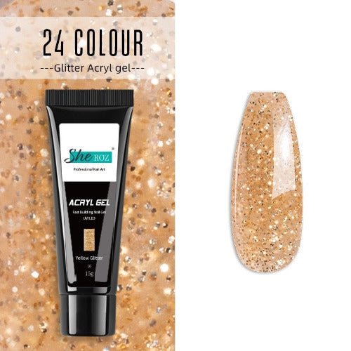 Glittery Builder UV Gel For Quick Extension 10 - Yellow Glitter