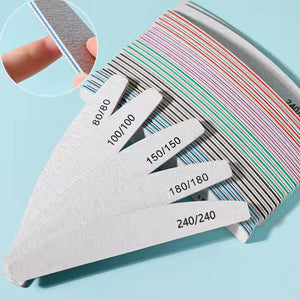 Professional Moon-Style Nail File Set – 80/100/150/180/240 Grit | Manicure & Buffer Tools