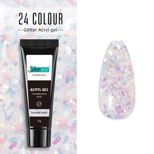 Glittery Poly Builder UV Gel Kit Jelly Crystal Nail Art Quick Extension