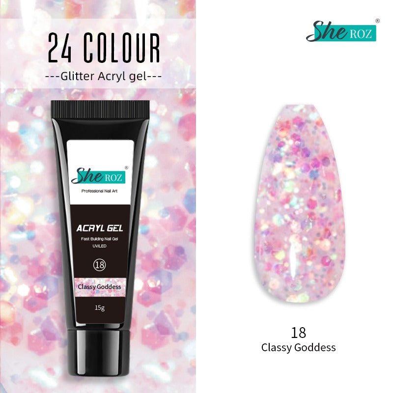 Glittery Builder UV Gel For Quick Extension 18 - Classy Goddess