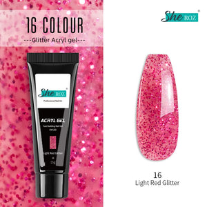 Glittery Builder UV Gel For Quick Extension 16 - Light Red Glitter