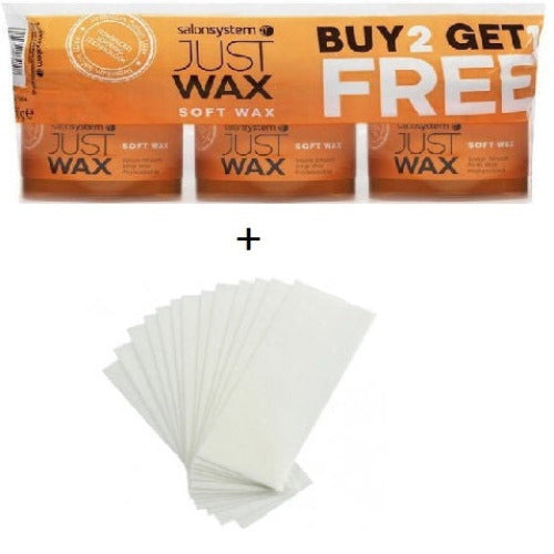 Salon System Just Wax Hair Removal Wax - Soft Wax + Strips Bundle